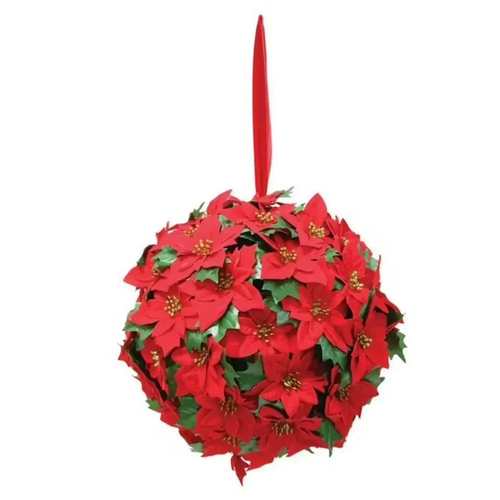 LCG Florals 2 Pack 15” Artificial Poinsettia Balls Christmas Decor Sealed NIB